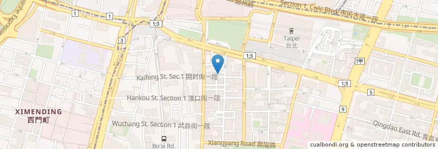 Mapa de ubicacion de 威耳貝克手工烘培咖啡 en 臺灣, 新北市, 臺北市, 中正區.