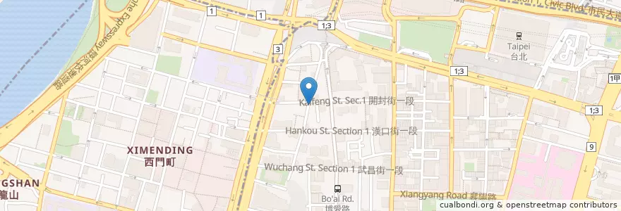 Mapa de ubicacion de 胖叔叔專業肉羹 en Taiwan, 新北市, Taipei, 萬華區, 中正區.