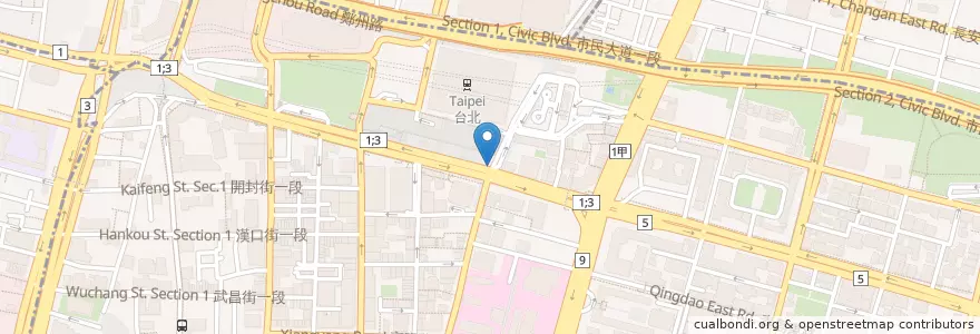 Mapa de ubicacion de 爭鮮Takeout en Taiwan, 新北市, Taipei, 中正區.