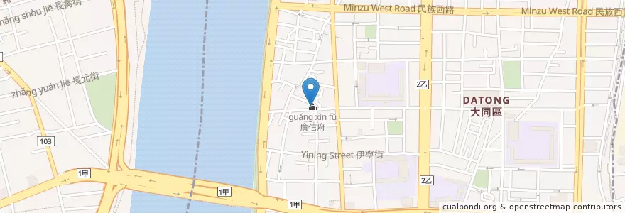 Mapa de ubicacion de 廣信府 en تایوان, 新北市, تایپه, 大同區.
