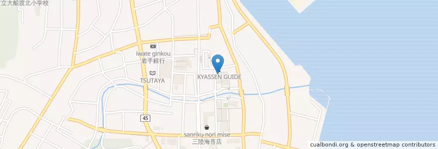 Mapa de ubicacion de 神菜月 en 일본, 이와테현, 大船渡市.