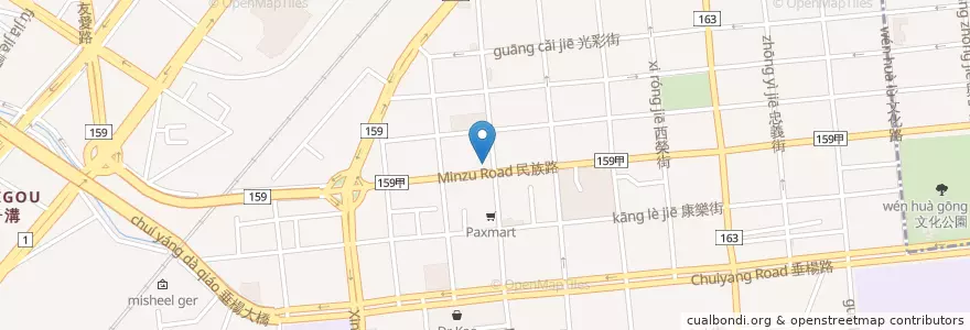 Mapa de ubicacion de 合作金庫商業銀行 en Taiwan, 臺灣省, 嘉義市, 嘉義縣, 西區.