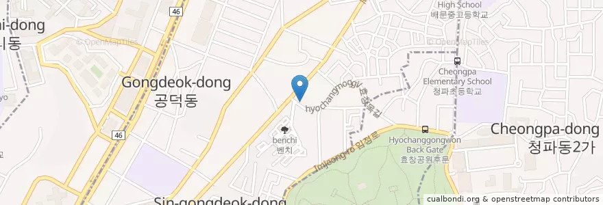 Mapa de ubicacion de 컴포트 커피 en 大韓民国, ソウル, 공덕동.