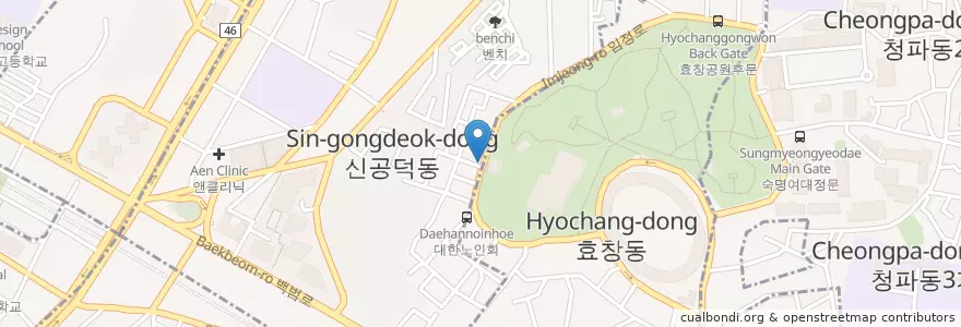 Mapa de ubicacion de 커피나눔 en كوريا الجنوبية, سول, 용산구, 공덕동.
