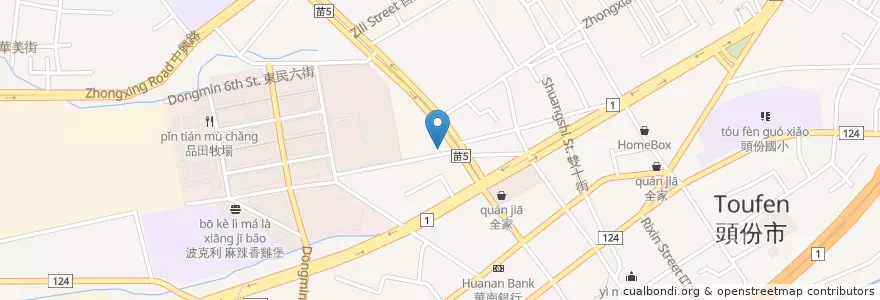 Mapa de ubicacion de 台塑石油 en تايوان, مقاطعة تايوان, 苗栗縣, 頭份市.