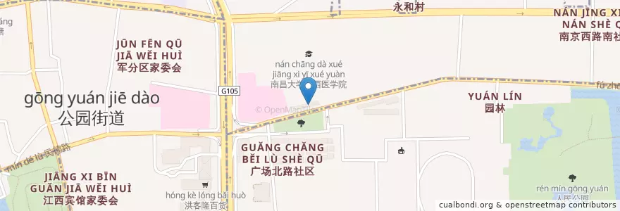 Mapa de ubicacion de 南昌大学附属口腔医院 en Chine, Jiangxi, Nanchang, 东湖区, 董家窑街道.