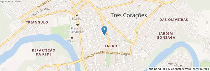 Mapa de ubicacion de Café da Torre en 브라질, 남동지방, 미나스제라이스, Região Geográfica Intermediária De Varginha, Microrregião Varginha, Três Corações.