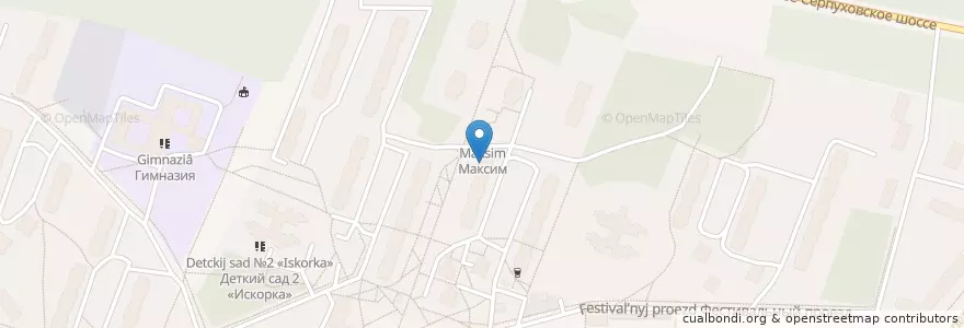 Mapa de ubicacion de Столовая N1 en Rusya Federasyonu, Центральный Федеральный Округ, Московская Область, Городской Округ Протвино.