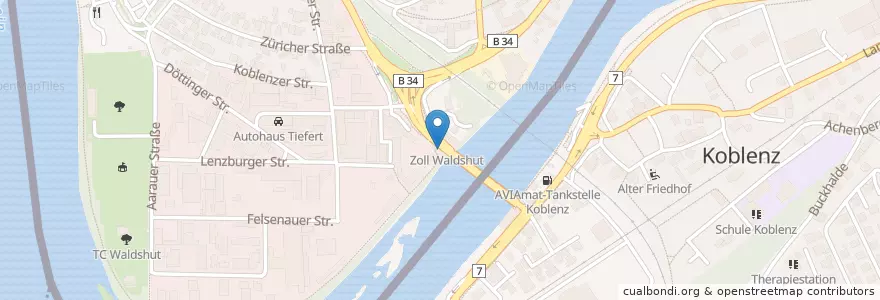 Mapa de ubicacion de Deutsche Ausfuhr en Германия, Баден-Вюртемберг, Фрайбург, Вальдсхут, Waldshut-Tiengen.
