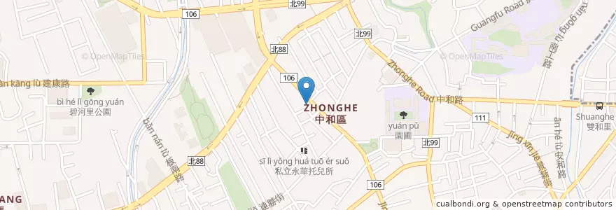 Mapa de ubicacion de 九方美食 en 타이완, 신베이 시, 중허 구.