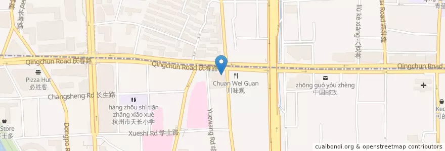 Mapa de ubicacion de 娃哈哈同乐酒店 en China, Zhejiang, Hangzhou City, Shangcheng District, 湖滨街道.