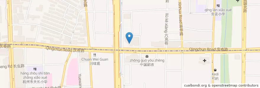 Mapa de ubicacion de 花中城海鲜大酒店 en China, Zhejiang, Hangzhou, 下城区.