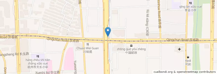 Mapa de ubicacion de 庆馀亭 en Chine, Zhejiang, Hangzhou, District De Xiacheng.