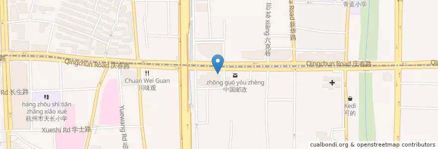 Mapa de ubicacion de 必胜客 en China, Zhejiang, Hangzhou, 上城区, 小营街道.