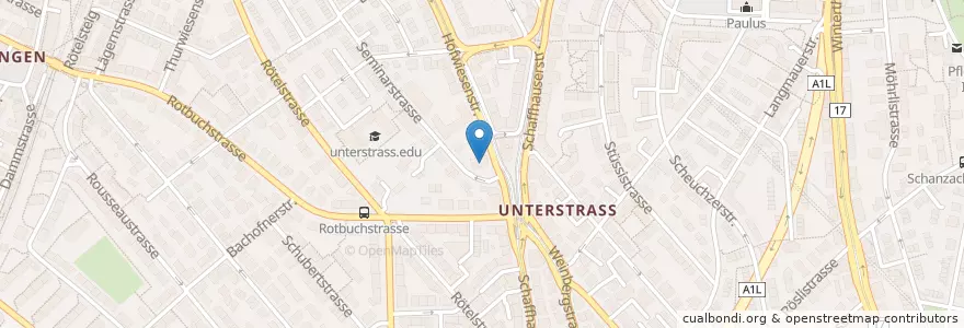 Mapa de ubicacion de Poststelle 8042 Zürich 42 Schaffhauserplatz en スイス, チューリッヒ, Bezirk Zürich, Zürich.