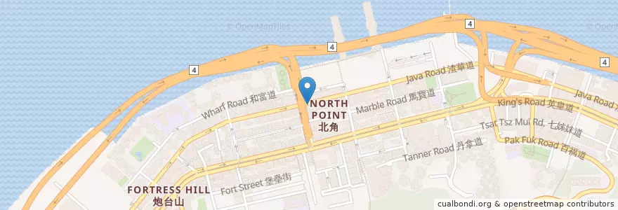 Mapa de ubicacion de 迦南泰國小食 en China, Guangdong, Hongkong, Hongkong, New Territories, 東區 Eastern District.
