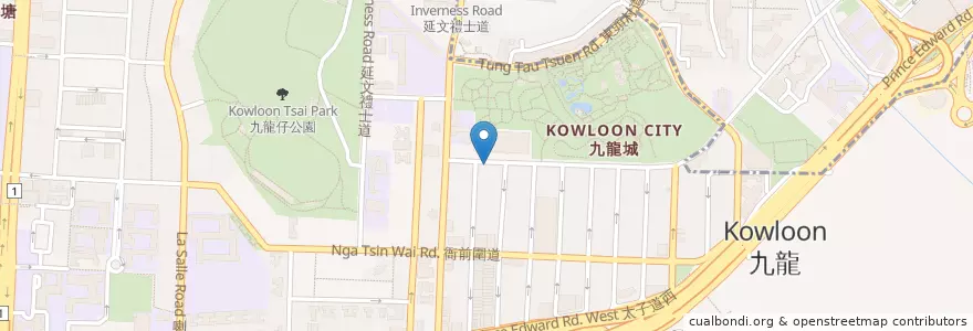 Mapa de ubicacion de 蘭英印尼小食 en 中国, 广东省, 香港, 九龍, 新界, 九龍城區.