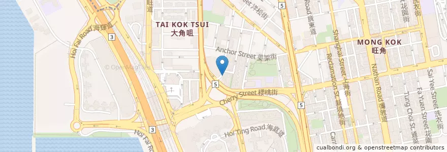 Mapa de ubicacion de 湯品小棧 en Китай, Гуандун, Гонконг, Цзюлун, Новые Территории, 油尖旺區 Yau Tsim Mong District.