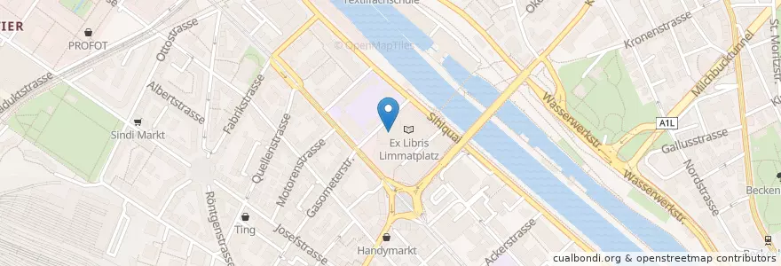 Mapa de ubicacion de Klubschule Migros Limmatplatz en 瑞士, 蘇黎世, Bezirk Zürich, Zürich.