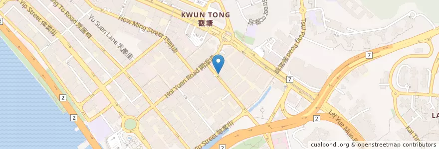Mapa de ubicacion de Starbucks en China, Guangdong, Hongkong, Kowloon, New Territories, 觀塘區 Kwun Tong District.