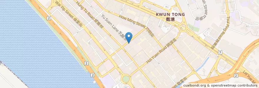 Mapa de ubicacion de Dragon City Cafe en Çin, Guangdong, Hong Kong, Kowloon, Yeni Bölgeler, 觀塘區 Kwun Tong District.