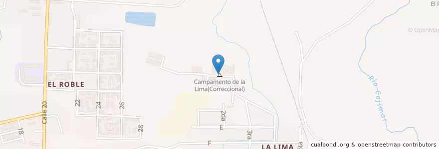 Mapa de ubicacion de Campamento de la Lima(Correccional) en Cuba, La Habana, Guanabacoa.