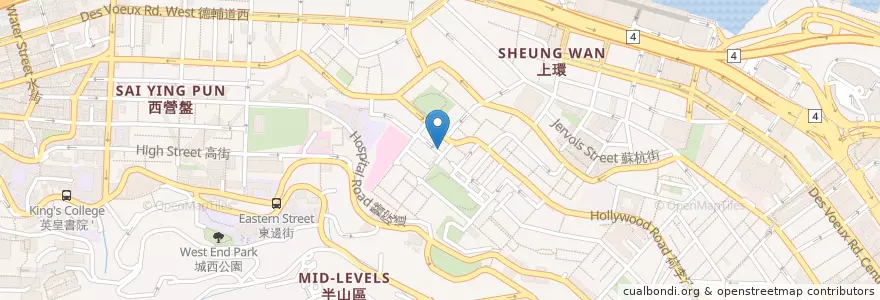 Mapa de ubicacion de 科記咖啡餐廳 en Chine, Guangdong, Hong Kong, Île De Hong Kong, Nouveaux Territoires, 中西區 Central And Western District.