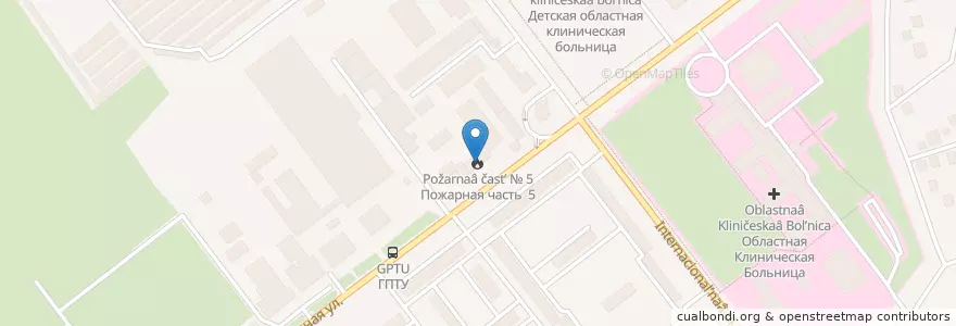Mapa de ubicacion de Пожарная часть № 5 en Rusia, Distrito Federal Central, Óblast De Riazán, Городской Округ Рязань.