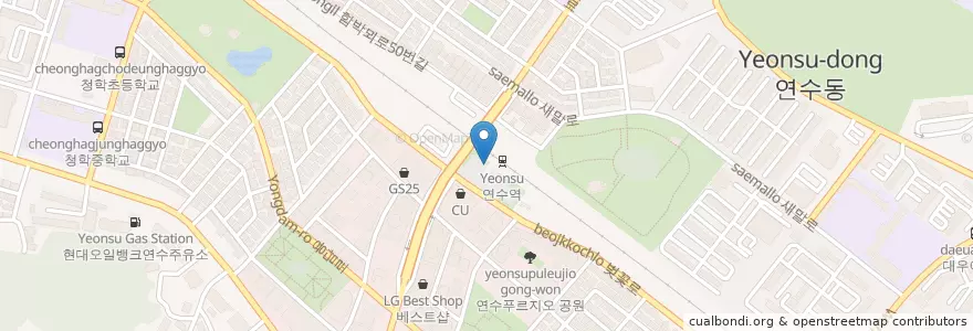 Mapa de ubicacion de IBK은행 ATM en Zuid-Korea, 인천, 연수구, 연수동.