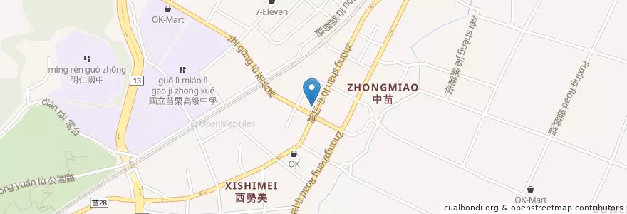 Mapa de ubicacion de 麥當勞 en Taiwan, 臺灣省, 苗栗縣, 苗栗市.