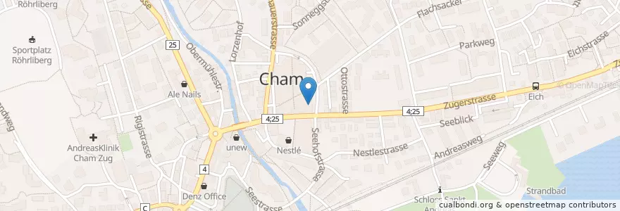 Mapa de ubicacion de Chaophraya Thai Take Away en سويسرا, Zug, Cham.