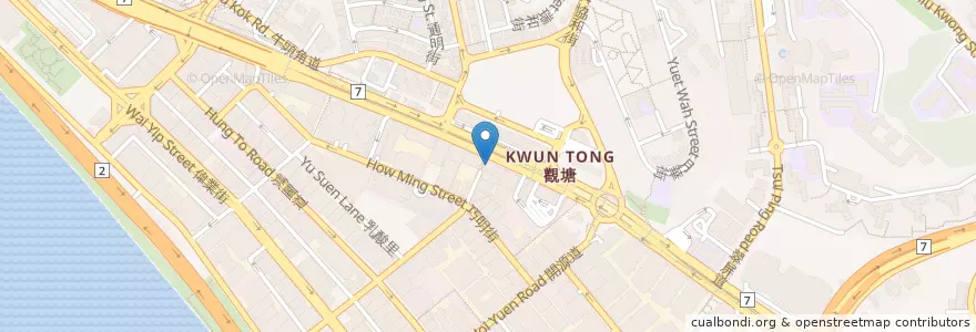 Mapa de ubicacion de Nanyang Commercial Bank en Çin, Guangdong, Hong Kong, Kowloon, Yeni Bölgeler, 觀塘區 Kwun Tong District.