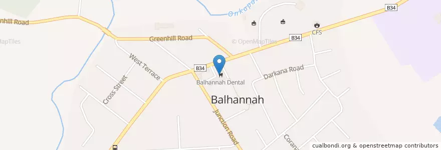 Mapa de ubicacion de Balhannah Dental en 오스트레일리아, South Australia, Adelaide Hills Council.