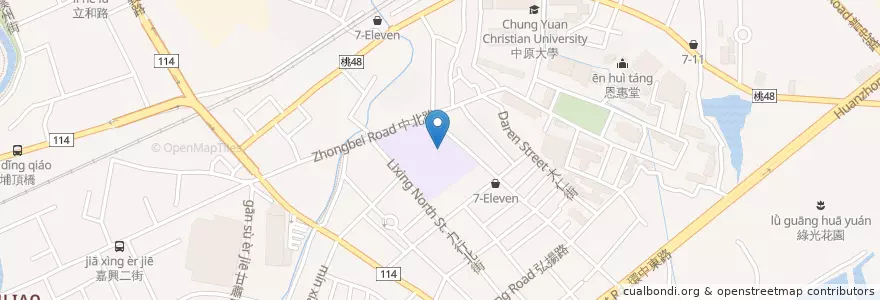Mapa de ubicacion de 中園國小地下停車場 en Tayvan, 桃園市, 中壢區.