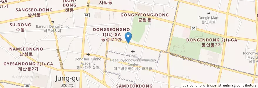 Mapa de ubicacion de Holly's Coffee en 대한민국, 대구, 중구, 성내동.