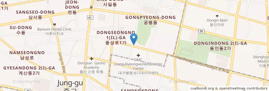 Mapa de ubicacion de Angel-in-Us Coffee en Corea Del Sur, Daegu, 중구, 성내동.