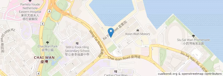 Mapa de ubicacion de Bank of China en China, Guangdong, Hong Kong, Pulau Hong Kong, Wilayah Baru, 東區 Eastern District.