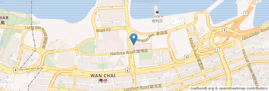 Mapa de ubicacion de Starbucks en 中国, 广东省, 香港, 香港島, 新界, 灣仔區.