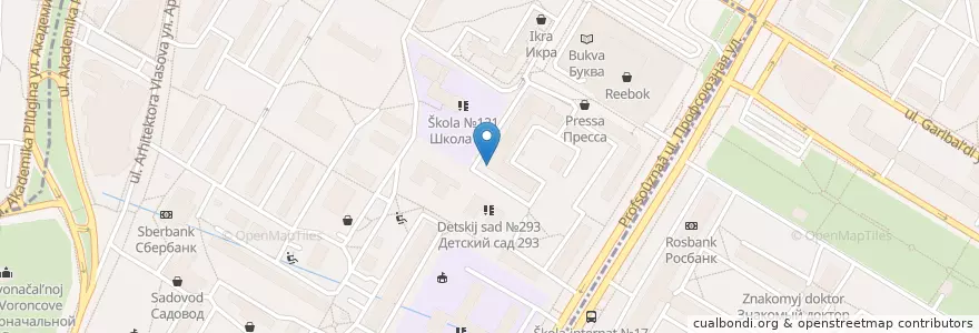 Mapa de ubicacion de Grastin en Rússia, Distrito Federal Central, Москва, Юго-Западный Административный Округ, Обручевский Район.