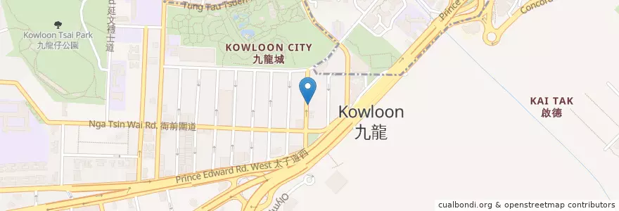 Mapa de ubicacion de Cambo en Cina, Guangdong, Hong Kong, Kowloon, Nuovi Territori, 九龍城區 Kowloon City District.