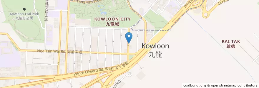 Mapa de ubicacion de Cambo Pho en Cina, Guangdong, Hong Kong, Kowloon, Nuovi Territori, 九龍城區 Kowloon City District.