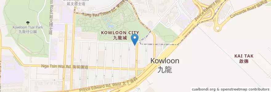 Mapa de ubicacion de Pavia en China, Guangdong, Hongkong, Kowloon, New Territories, 九龍城區 Kowloon City District.