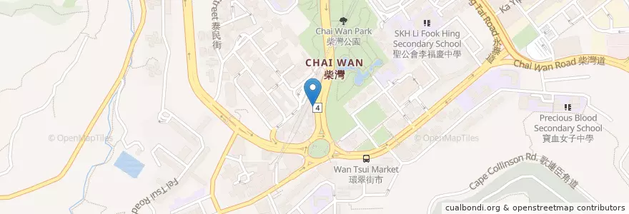Mapa de ubicacion de 渣打銀行 Standard Chartered en 中国, 広東省, 香港, 香港島, 新界, 東區 Eastern District.
