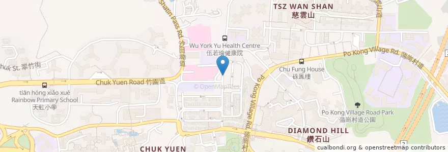 Mapa de ubicacion de 創興銀行 Chong Hing Bank en Китай, Гуандун, Гонконг, Цзюлун, Новые Территории, 黃大仙區 Wong Tai Sin District.