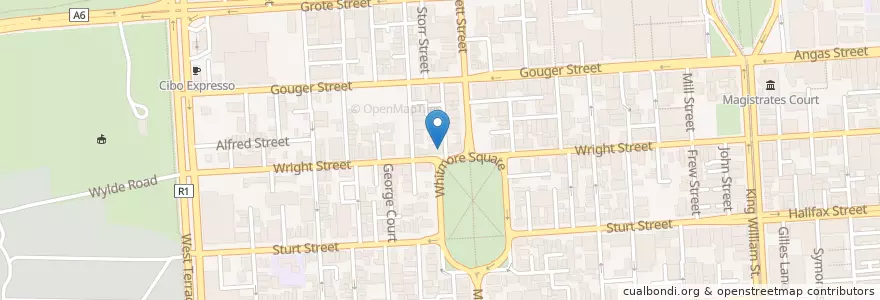 Mapa de ubicacion de Sparkle at the Whitmore en Australië, Zuid-Australië, Adelaide, Adelaide City Council.