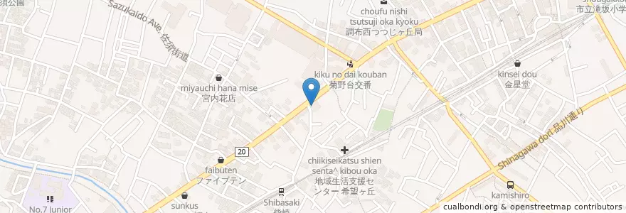 Mapa de ubicacion de 八千代銀行 en Japonya, 東京都, 調布市.