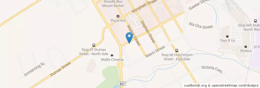 Mapa de ubicacion de Bendigo Bank en Australien, Südaustralien, Mount Barker District Council.