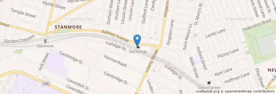 Mapa de ubicacion de Stanhenge en Australia, New South Wales, Inner West Council, Sydney.