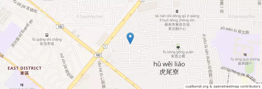 Mapa de ubicacion de 大溪地生活飲用水 en 臺灣, 臺南市, 東區.