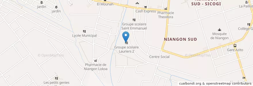 Mapa de ubicacion de Groupe scolaire Lauriers 2 en Costa D'Avorio, Abidjan, Yopougon.